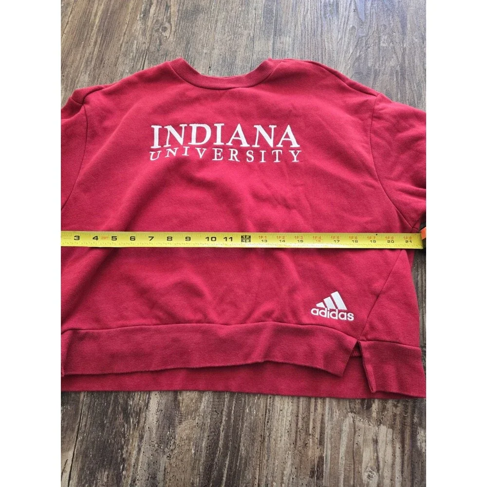 Adidas Indiana Hoosiers Cropped Sweatshirt Womens Red Embroidered Slanted L